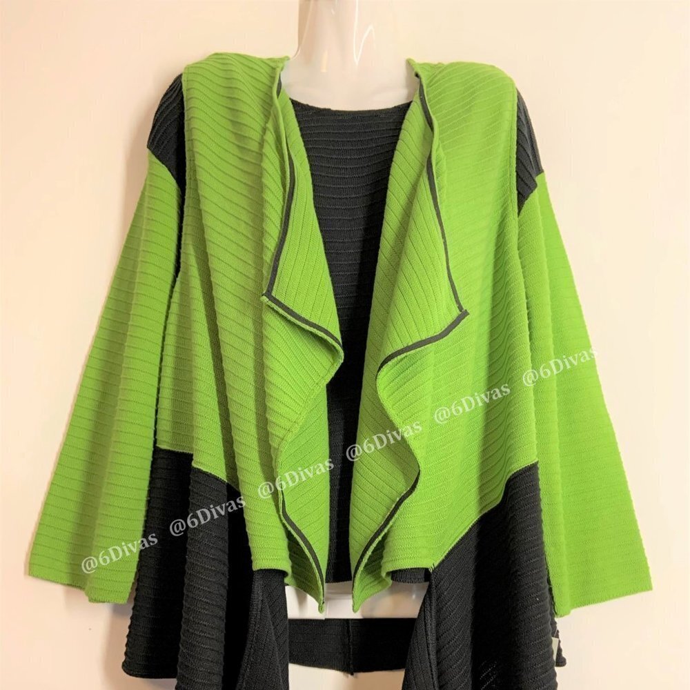 Fall Vest Winter Sleeveless Cardigan Lime Green Jacket Top- Size  - NEW with Tag